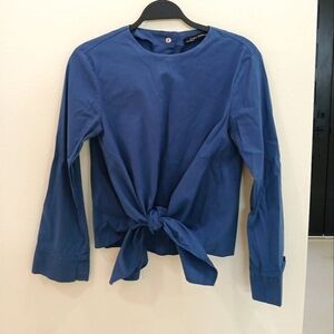 ZARA Blue Tie Front Blouse